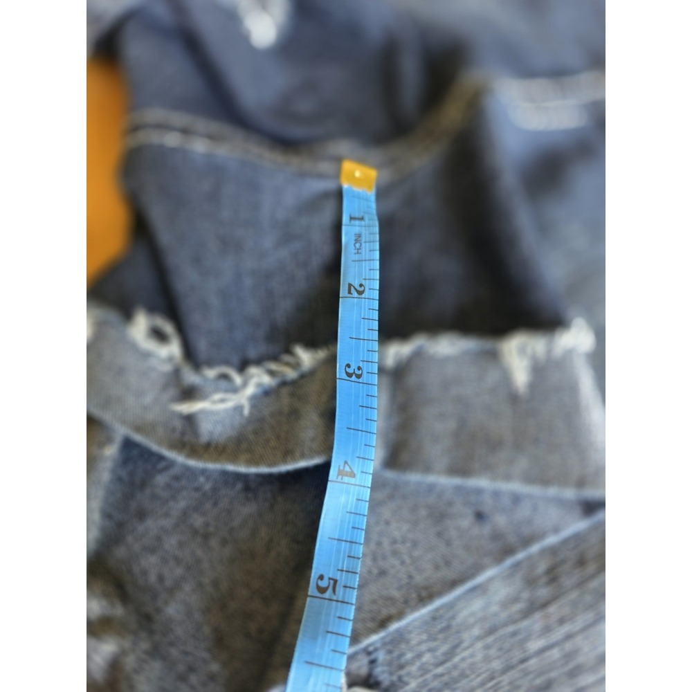 YMI Jeans Womens 18 Dark Wash Cut Off Denim Shorts Thick Stitch Frayed Stretch - Picture 5 of 8